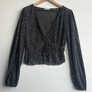 Zara Satin Polka Dot Long sleeve Blouse
